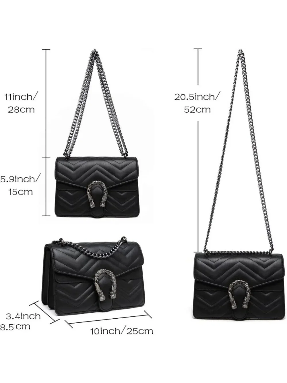 Stylish Snake Print Crossbody Bag - Leather Clutch Purse with Chain Strap for